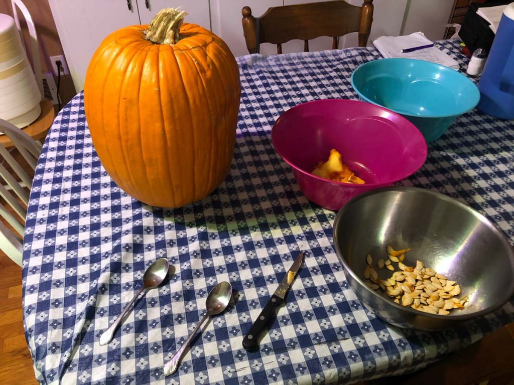 Pumpkin carving setup