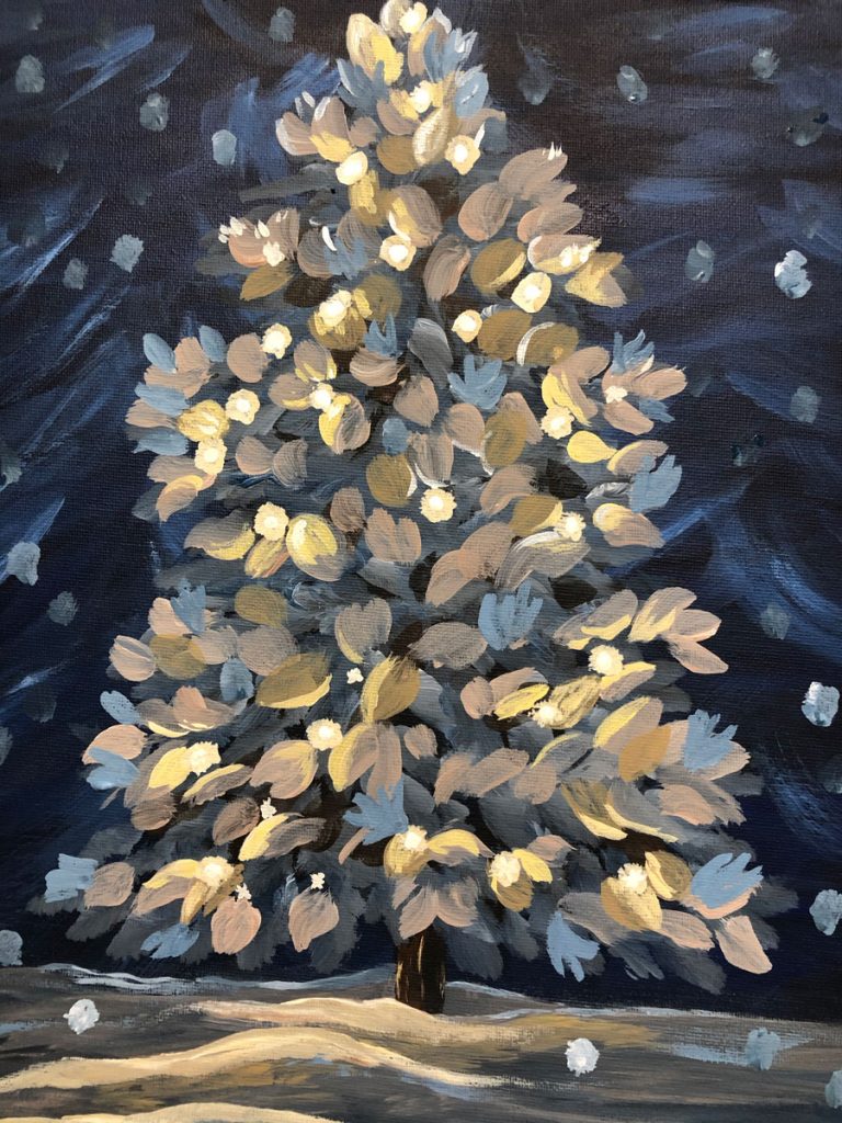Snowy Holiday Tree Painting